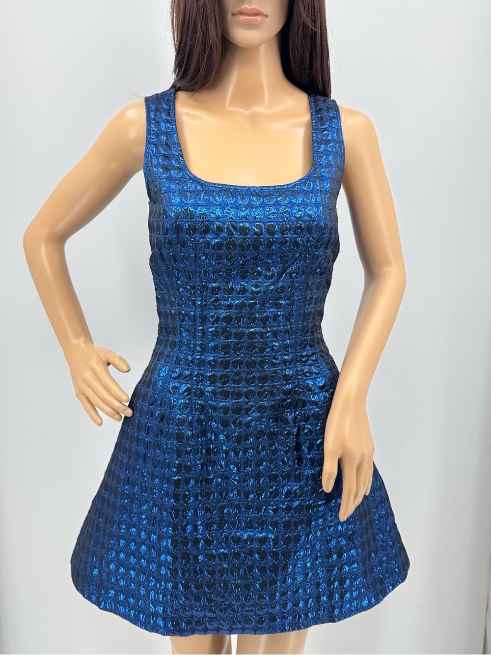 Betsey Johnson Vintage Y2K Futuristic Avant Garde Metallic Brocade Mini Dress
